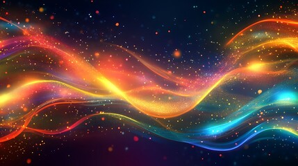 Fototapeta premium Abstract Vibrant Waves of Light and Sparkling Dust