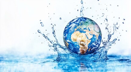 Beautiful Earth Suspended in Water Surrounded by Lush Greenery and Vibrant Blue Sky Evoking a Sense of Tranquility and Wonder