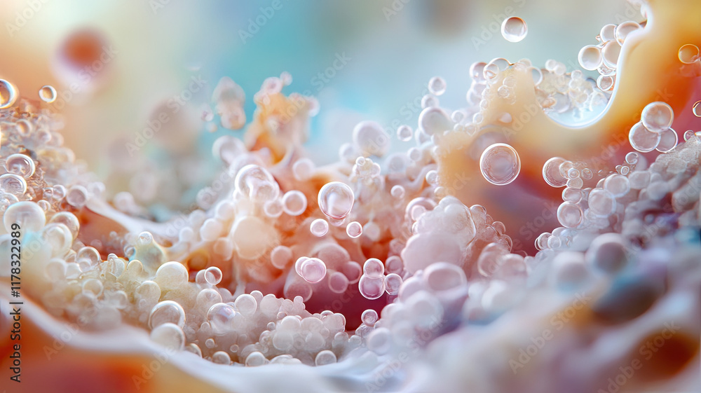 Wall mural bubbles and colorful textures create dreamy abstract background