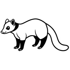 Cute  Line Art Coati Silhouette Black Vector Illustration