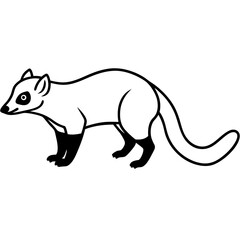 Cute  Line Art Coati Silhouette Black Vector Illustration
