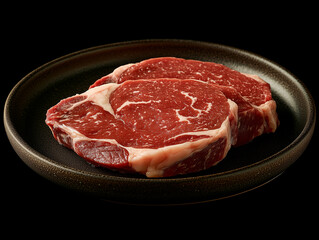 Fototapeta premium Pavés de bœuf wagyu cru sur une assiette