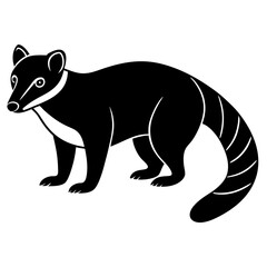 Cute  Line Art Coati Silhouette Black Vector Illustration