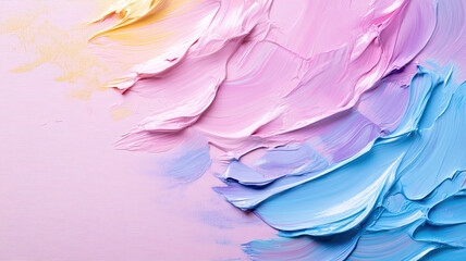 Fototapeta premium Colorful abstract painting with pink and blue textures creating serene atmosphere