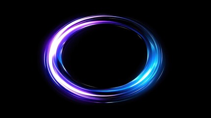 Neon blue-purple light ring on black background.