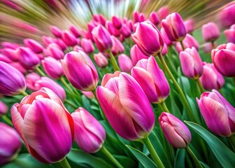Fototapeta premium Delicate pink tulips, bathed in long exposure light.