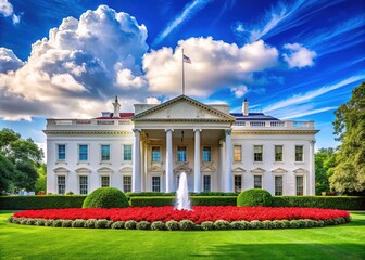 Obraz premium Digital White House image, DC, left-justified, ample room for text.