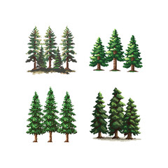 Obraz premium Pine tree pixel art design vector template illustration