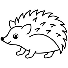Cute  Line Art Hedgehog Silhouette Black Vector Illustration