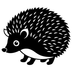 Cute  Line Art Hedgehog Silhouette Black Vector Illustration