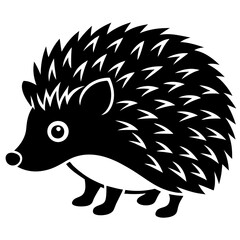 Cute  Line Art Hedgehog Silhouette Black Vector Illustration