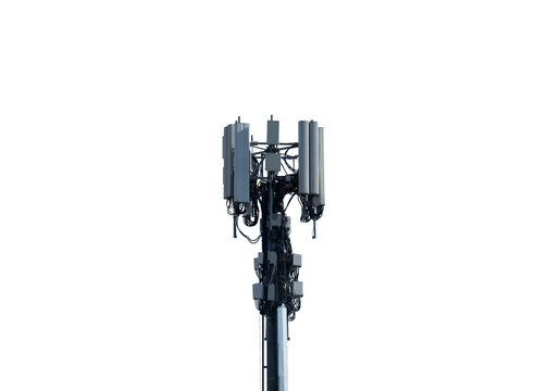 Close up view of a mobile telecommunication cell tower on a transparent background PNG file  - Powered by Adobe