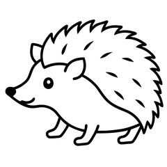 Cute  Line Art Hedgehog Silhouette Black Vector Illustration
