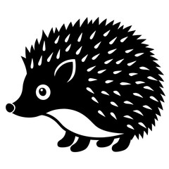 Cute  Line Art Hedgehog Silhouette Black Vector Illustration