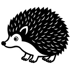 Cute  Line Art Hedgehog Silhouette Black Vector Illustration