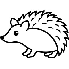 Cute  Line Art Hedgehog Silhouette Black Vector Illustration