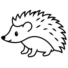 Cute  Line Art Hedgehog Silhouette Black Vector Illustration