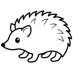 Cute  Line Art Hedgehog Silhouette Black Vector Illustration