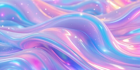 Abstract 3d modern pastel colored holographic background in wave style.