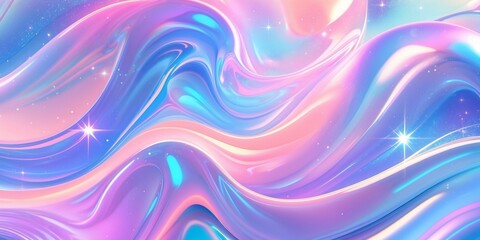 Fototapeta premium Abstract 3d modern pastel colored holographic background in wave style.