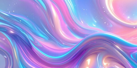 Abstract 3d modern pastel colored holographic background in wave style.