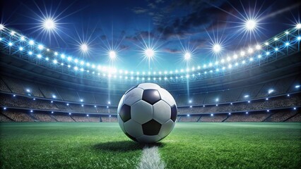 Fototapeta premium Modern soccer stadium night lights, simple and stylish.