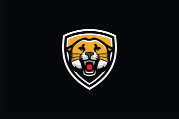 Simple angry tiger head vector image template