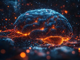 Glowing Neural Network Pathways Connected to Streaming Data Clouds  Abstract Intelligence and Technology Concept