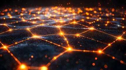 Futuristic Digital Supply Chain Network with Glowing Nodes Connecting Global Hubs for Streamlined Logistics