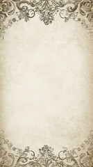Background, vintage Victorian-style paper in pale beige with intricate floral patterns and swirls around the edges