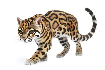 Obraz premium Ocelot on White Background.