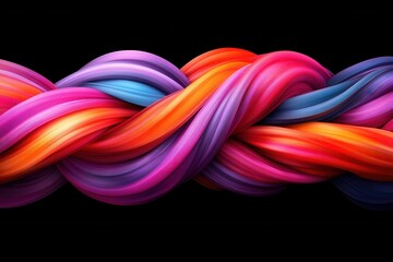 Colorful twisted strands of vibrant fabric.