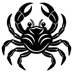 Cute  Line Art Crab Silhouette Black Vector Illustration