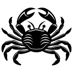 Cute  Line Art Crab Silhouette Black Vector Illustration