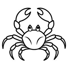 Cute  Line Art Crab Silhouette Black Vector Illustration