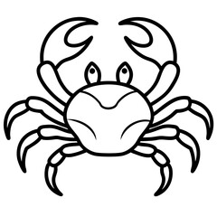 Cute  Line Art Crab Silhouette Black Vector Illustration