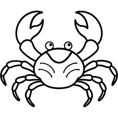 Cute  Line Art Crab Silhouette Black Vector Illustration