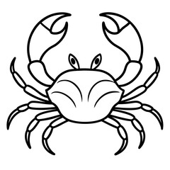 Cute  Line Art Crab Silhouette Black Vector Illustration