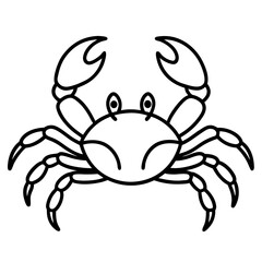 Cute  Line Art Crab Silhouette Black Vector Illustration