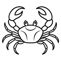 Cute  Line Art Crab Silhouette Black Vector Illustration