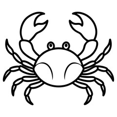 Cute  Line Art Crab Silhouette Black Vector Illustration