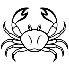Cute  Line Art Crab Silhouette Black Vector Illustration
