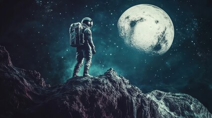 Explorer at the Edge of a Crystalline Alien Canyon