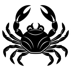 Cute  Line Art Crab Silhouette Black Vector Illustration