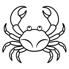 Cute  Line Art Crab Silhouette Black Vector Illustration