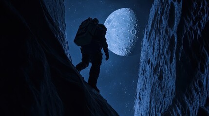 Explorer at the Edge of a Crystalline Alien Canyon