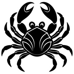 Cute  Line Art Crab Silhouette Black Vector Illustration