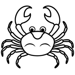 Cute  Line Art Crab Silhouette Black Vector Illustration