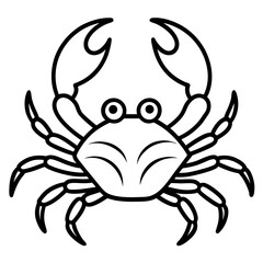 Cute  Line Art Crab Silhouette Black Vector Illustration