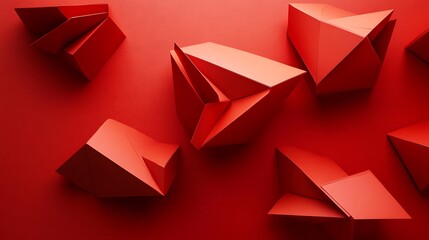 Abstract Red Geometric Shapes On Red Background